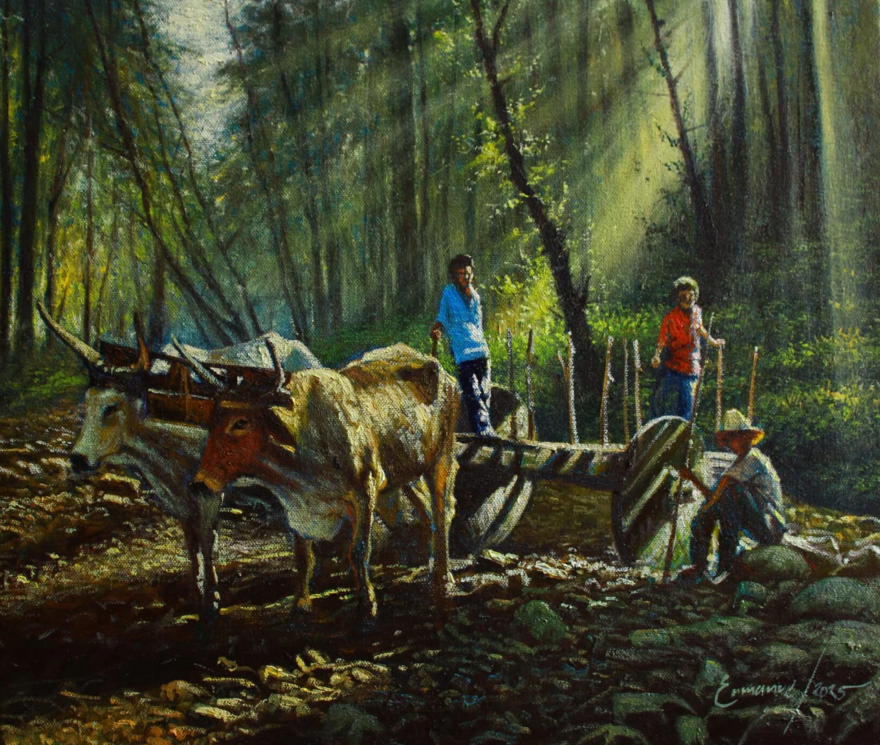 Encuentro al Atardecer — pintura de Enmanuel Membreño | Galería Enmanuel