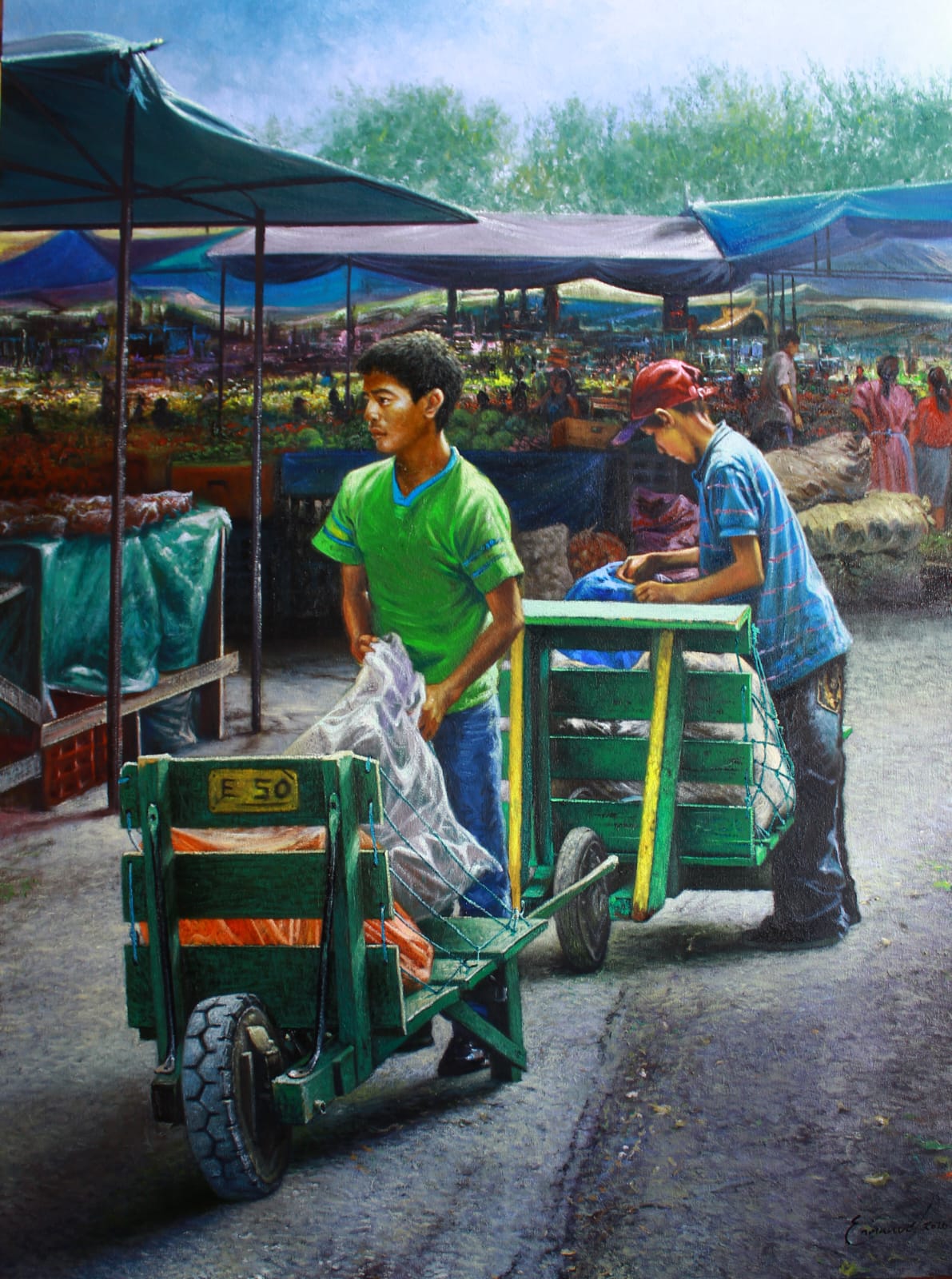 Market day — pintura de Enmanuel Membreño | Galería Enmanuel