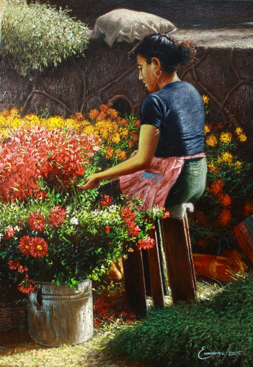 Entre flores Enmanuel Membreño artista hondureño Arte Naturaleza Retratos Paisajes bodegones